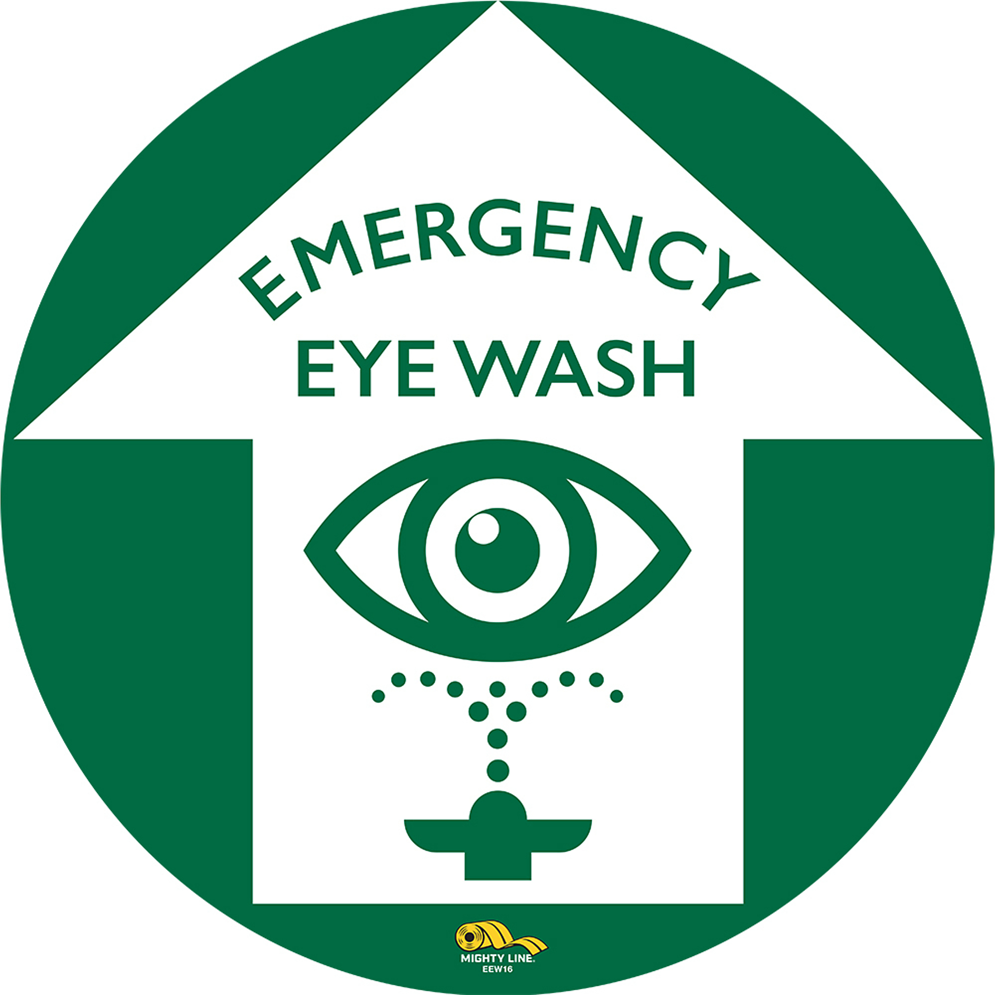 Mighty Line Eye Wash Station Floor Sign — 16in., Green, 30 mil Thick, Model# EEW16